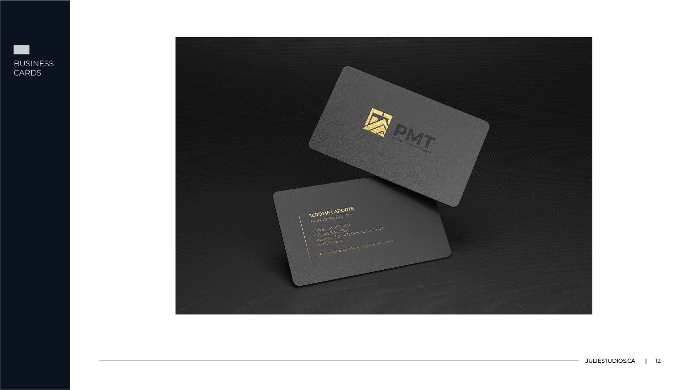 two business cards with gold foil on them